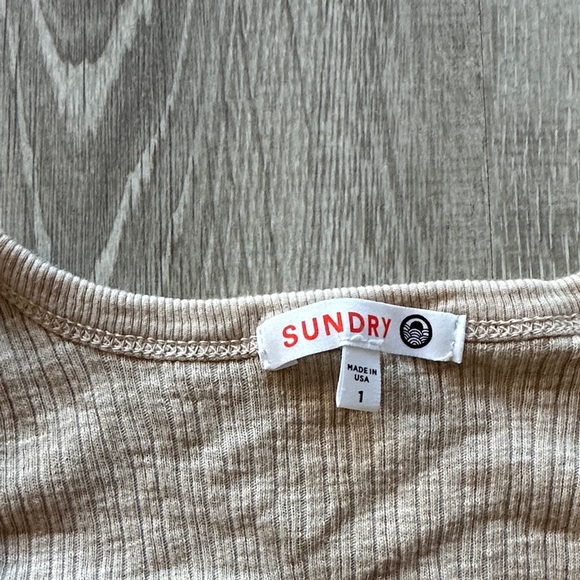 Sundry Ribbed Tank Top - Light Tan - Picture 2 of 3